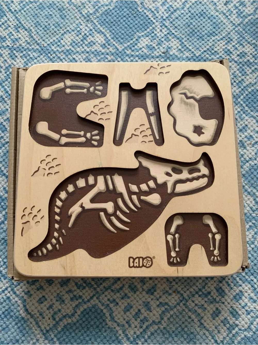 Bajo Wooden Paleo-Animals Puzzle and Sorter Triceratops Set